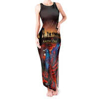 New Zealand Tui Bird Soldier ANZAC Tank Maxi Dress Lest We Forget LT03 Women Black - Polynesian Pride