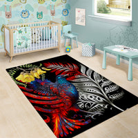 New Zealand Kohwhai Tui Bird Area Rug Silver Fern Version LT03 - Polynesian Pride