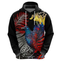 New Zealand Kohwhai Tui Bird Zip Hoodie Silver Fern Version LT03 - Polynesian Pride