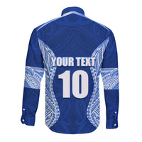 Custom Manu Samoa Rugby Long Sleeve Button Shirt Polynesian Tattoo LT03 - Polynesian Pride