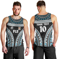 Custom Flying Fijians Rugby Men Tank Top Tapa Tribal Cloth Black Color LT03 - Polynesian Pride