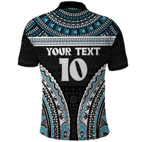 Custom Flying Fijians Rugby Polo Shirt Tapa Tribal Cloth Black Color LT03 - Polynesian Pride