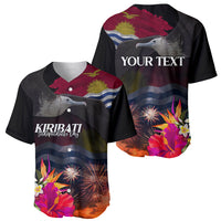 Kiribati Independence Day Baseball Jersey Frigatebird and Plumeria Hibiscus Flower
