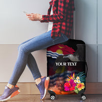 Personalised Kiribati Independence Day Luggage Cover Frigatebird and Plumeria Hibiscus Flower