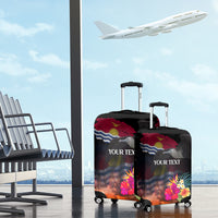 Personalised Kiribati Independence Day Luggage Cover Frigatebird and Plumeria Hibiscus Flower
