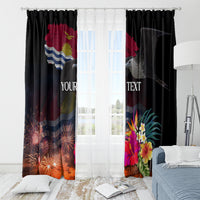 Personalised Kiribati Independence Day Window Curtain Frigatebird and Plumeria Hibiscus Flower LT03 - Polynesian Pride