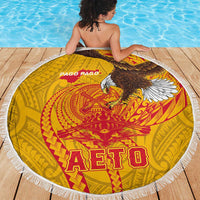 American Samoa Fautasi Race Beach Blanket Aeto Pago Pago with Eagle Samoan Tribal Patterns LT03 - Polynesian Pride