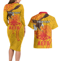 Personalized American Samoa Fautasi Race Couples Matching Long Sleeve Bodycon Dress and Hawaiian Shirt Aeto Pago Pago with Eagle Samoan Tribal Patterns LT03 - Polynesian Pride