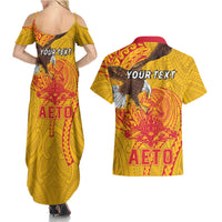Personalized American Samoa Fautasi Race Couples Matching Summer Maxi Dress and Hawaiian Shirt Aeto Pago Pago with Eagle Samoan Tribal Patterns LT03 - Polynesian Pride