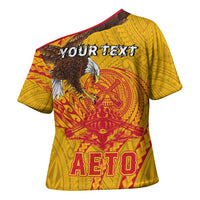 Personalized American Samoa Fautasi Race Cross Shoulder Shirt Aeto Pago Pago with Eagle Samoan Tribal Patterns LT03 - Polynesian Pride