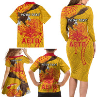 Personalized American Samoa Fautasi Race Family Matching Long Sleeve Bodycon Dress and Hawaiian Shirt Aeto Pago Pago with Eagle Samoan Tribal Patterns LT03 - Polynesian Pride