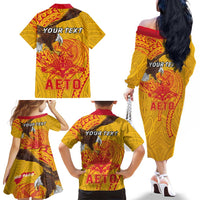 Personalized American Samoa Fautasi Race Family Matching Off The Shoulder Long Sleeve Dress and Hawaiian Shirt Aeto Pago Pago with Eagle Samoan Tribal Patterns LT03 - Polynesian Pride