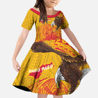 Personalized American Samoa Fautasi Race Family Matching Off Shoulder Maxi Dress and Hawaiian Shirt Aeto Pago Pago with Eagle Samoan Tribal Patterns LT03 Daughter's Dress Multicolor - Polynesian Pride