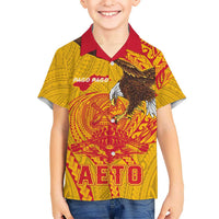 Personalized American Samoa Fautasi Race Family Matching Off Shoulder Short Dress and Hawaiian Shirt Aeto Pago Pago with Eagle Samoan Tribal Patterns LT03 Son's Shirt Multicolor - Polynesian Pride