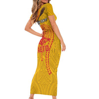 Personalized American Samoa Fautasi Race Family Matching Short Sleeve Bodycon Dress and Hawaiian Shirt Aeto Pago Pago with Eagle Samoan Tribal Patterns LT03 - Polynesian Pride