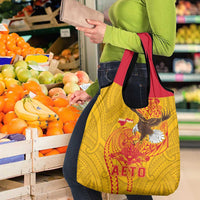 American Samoa Fautasi Race Grocery Bag Aeto Pago Pago with Eagle Samoan Tribal Patterns