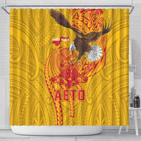 American Samoa Fautasi Race Shower Curtain Aeto Pago Pago with Eagle Samoan Tribal Patterns LT03 - Polynesian Pride
