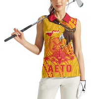 Personalized American Samoa Fautasi Race Women Sleeveless Polo Shirt Aeto Pago Pago with Eagle Samoan Tribal Patterns LT03 - Polynesian Pride