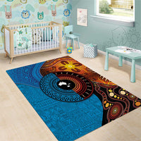 Fiji and Australia Together Area Rug Tapa Tribal Tattoo mix Aboriginal Pattern