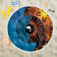 Fiji and Australia Together Beach Blanket Tapa Tribal Tattoo mix Aboriginal Pattern