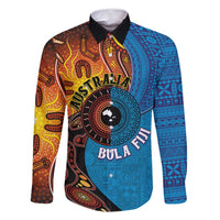 Fiji and Australia Together Family Matching Long Sleeve Bodycon Dress and Hawaiian Shirt Tapa Tribal Tattoo mix Aboriginal Pattern