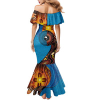 Fiji and Australia Together Family Matching Mermaid Dress and Hawaiian Shirt Tapa Tribal Tattoo mix Aboriginal Pattern