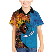 Fiji and Australia Together Family Matching Mermaid Dress and Hawaiian Shirt Tapa Tribal Tattoo mix Aboriginal Pattern