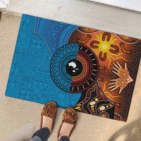 Fiji and Australia Together Rubber Doormat Tapa Tribal Tattoo mix Aboriginal Pattern
