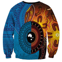 Fiji and Australia Together Sweatshirt Tapa Tribal Tattoo mix Aboriginal Pattern LT03 - Polynesian Pride