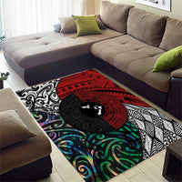 Tonga and New Zealand Together Area Rug Tongan Kupesi Ngatu Tattoo and Maori Paua Shell Pattern