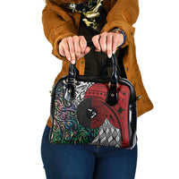 Tonga and New Zealand Together Shoulder Handbag Tongan Kupesi Ngatu Tattoo and Maori Paua Shell Pattern