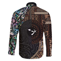 Samoa and New Zealand Together Family Matching Mermaid Dress and Hawaiian Shirt Siapo Motif and Maori Paua Shell Pattern