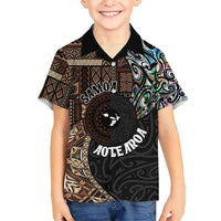 Samoa and New Zealand Together Hawaiian Shirt Siapo Motif and Maori Paua Shell Pattern