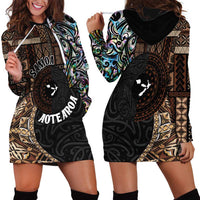 Samoa and New Zealand Together Hoodie Dress Siapo Motif and Maori Paua Shell Pattern