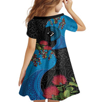 Fiji and New Zealand Together Family Matching Off The Shoulder Long Sleeve Dress and Hawaiian Shirt Tapa Maori Tattoo mix Tagimoucia and Pohutukawa LT03 - Polynesian Pride