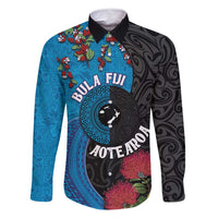 Fiji and New Zealand Together Family Matching Tank Maxi Dress and Hawaiian Shirt Tapa Maori Tattoo mix Tagimoucia and Pohutukawa