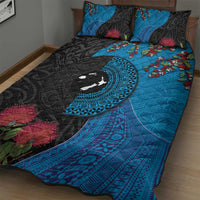 Fiji and New Zealand Together Quilt Bed Set Tapa Maori Tattoo mix Tagimoucia and Pohutukawa
