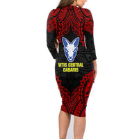 Vitis Central Dabaris Rugby Family Matching Long Sleeve Bodycon Dress and Hawaiian Shirt Papua New Guinea Polynesian Tattoo LT03 - Polynesian Pride