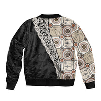 Tukenny Pattern Fijian War Clubs Mix Tapa Tribal Sleeve Zip Bomber Jacket LT03 - Polynesian Pride