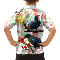New Zealand Pohutukawa Tui Bird Kid Hawaiian Shirt Kowhai Version LT03 - Polynesian Pride