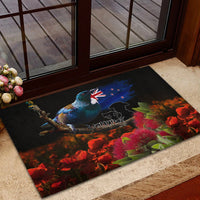 New Zealand ANZAC Day Rubber Doormat Pohutukawa Flower and Tui Bird LT03 - Polynesian Pride