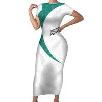Custom New Zealand Football Family Matching Short Sleeve Bodycon Dress and Hawaiian Shirt Go All Silver Ferns - Towards World Cup 2026