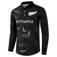 Custom New Zealand Rugby Button Sweatshirt All Silver Ferns Blacks