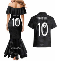 Custom New Zealand Rugby Couples Matching Mermaid Dress and Hawaiian Shirt All Silver Ferns Blacks