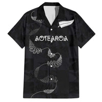 Custom New Zealand Rugby Family Matching Off Shoulder Maxi Dress and Hawaiian Shirt All Silver Ferns Blacks LT03 Dad's Shirt - Short Sleeve Black - Polynesian Pride
