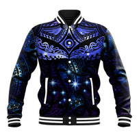 New Zealand Matariki Baseball Jacket Maori Pattern and Matariki Sky Night LT03 Unisex Blue - Polynesian Pride