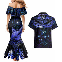 New Zealand Matariki Couples Matching Mermaid Dress and Hawaiian Shirt Maori Pattern and Matariki Sky Night LT03 - Polynesian Pride