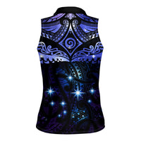 New Zealand Matariki Women Sleeveless Polo Shirt Maori Pattern and Matariki Sky Night LT03 - Polynesian Pride