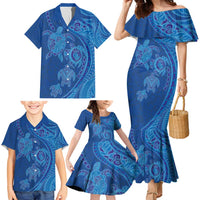Hawaiian Turtles and Polynesian Art Tattoo Family Matching Mermaid Dress and Hawaiian Shirt Ocean Abyss