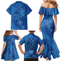 Hawaiian Turtles and Polynesian Art Tattoo Family Matching Mermaid Dress and Hawaiian Shirt Ocean Abyss